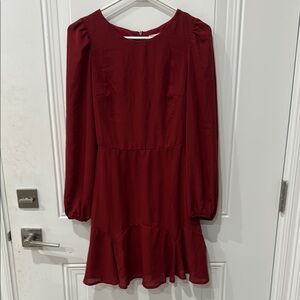 Altar'd State Red Ruffled Bishop Sleeve Dress